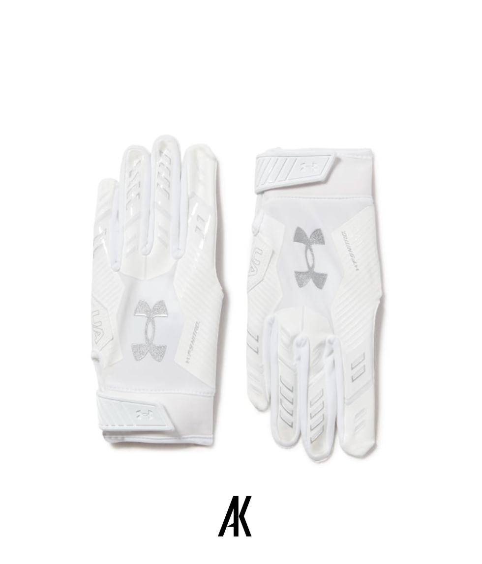 UA F9 Nitro Receiver Gloves - White
